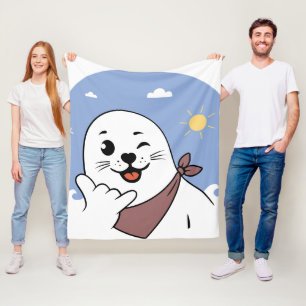 Zwinkerndes Siegel mit Bandana, das das Shaka-Zeic Fleecedecke