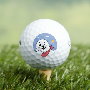 Zwinkerndes Siegel mit Bandana, das das Shaka-Zeic Golfball
