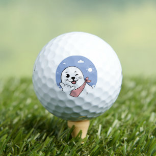 Zwinkerndes Siegel mit Bandana, das das Shaka-Zeic Golfball