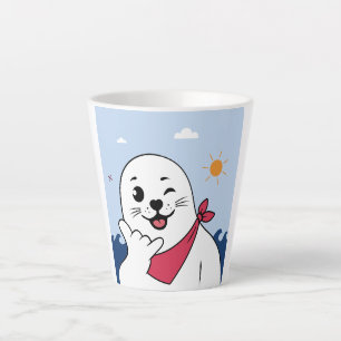 Zwinkerndes Siegel mit Bandana, das das Shaka-Zeic Milchtasse