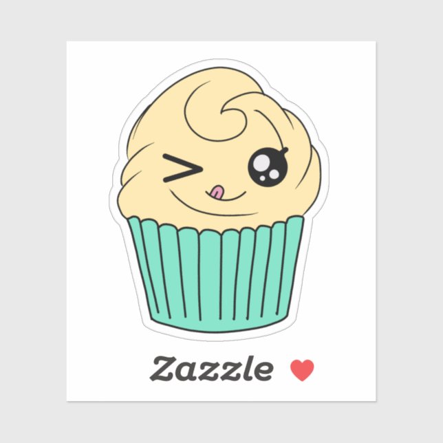 Zwinkerndes Vanille-Cupcake Aufkleber (Blatt)