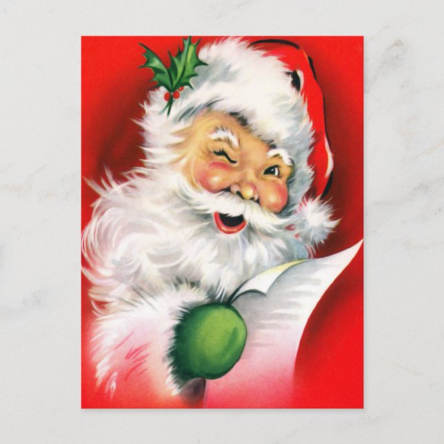 Zwinkerndes Weihnachtsmann Feiertagspostkarte (Vorderseite)