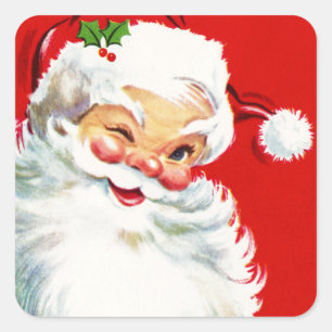 Zwinkerndes Weihnachtsmann Quadratischer Aufkleber