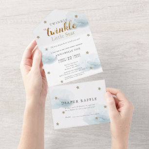Zwinkle kleiner Stern blaue Windel Baby-Party All In One Einladung