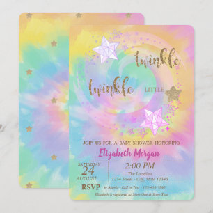 Zwinkle Kleiner Stern Glitzer Tie Dye Babyparty Einladung