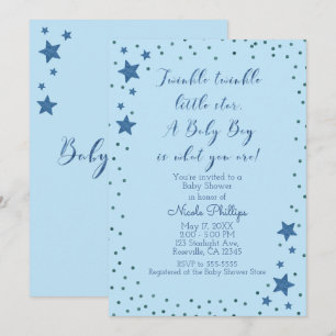 Zwinkle Kleiner Stern Hellblauer Junge Baby Shower Einladung