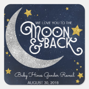 Zwinkle Kleiner Stern Mond & Zurück Babyparty Quadratischer Aufkleber
