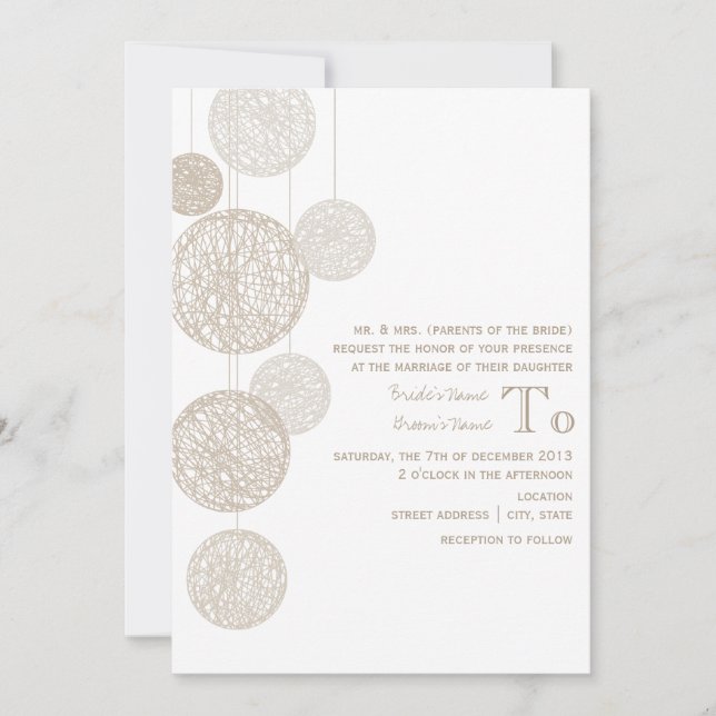 Zwirn-Globes-Hochzeit-Einladung von Brautpaaren Einladung (Vorderseite)