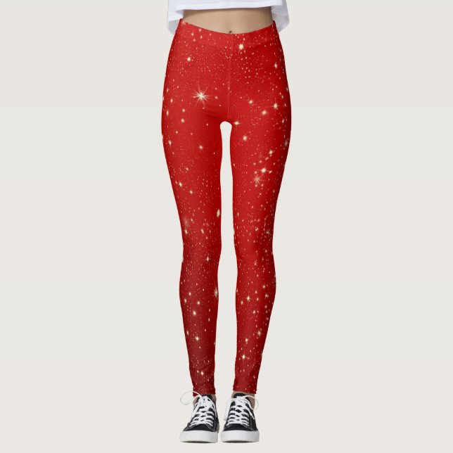 Zwirnen auf Rot Leggings (Vorderseite)