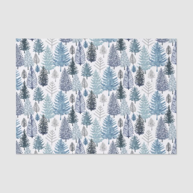 Zwirnpapier für Blaue Winterkiefern Seidenpapier (Vorderseite)