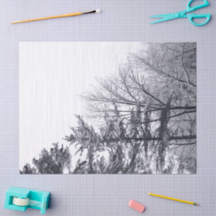 Zwirnpapier mit verschneiten Bäumen Seidenpapier