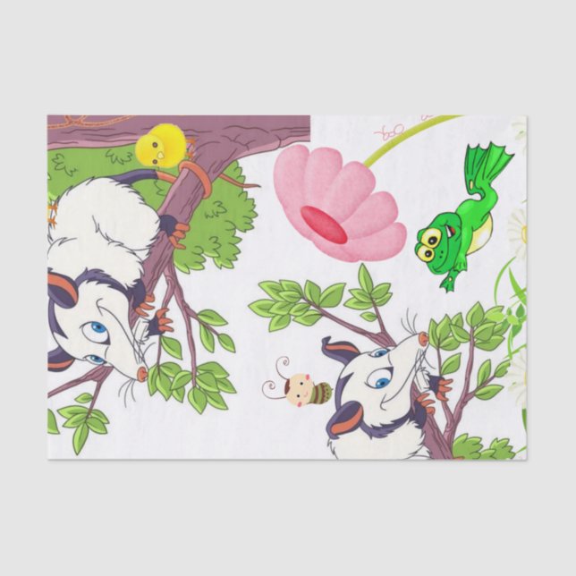 Zwirnpapier Possum Frosch Chicks floral Seidenpapier (Vorderseite)
