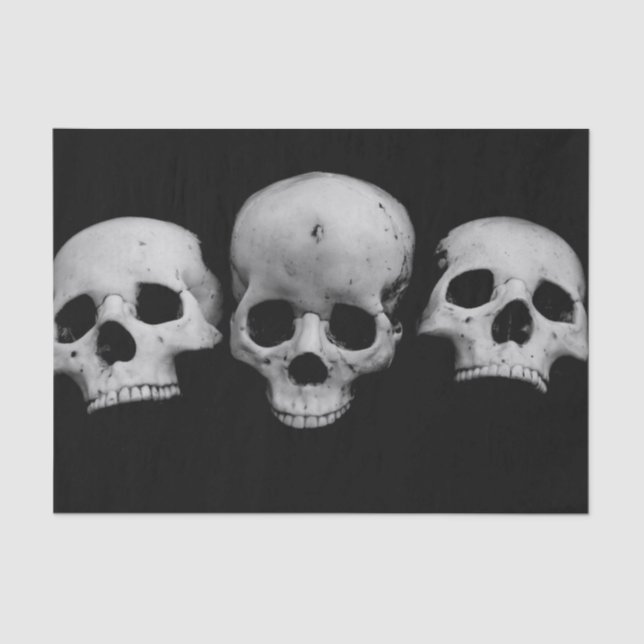 Zwirnpapier-SKULL-BLACK UND WEISSE Seidenpapier (Vorderseite)