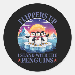 Zwirnstühlen Ich stehe mit den Pinguinen Funny Pin Runder Aufkleber