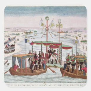 Zwischen Napoleon I u. Zar Alexander treffen I Quadratischer Aufkleber