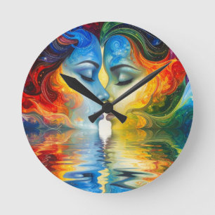 Zwischen Spiegel und Speicher Runde Wanduhr