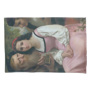 Zwischen Wohlstand und Liebe (von Bouguereau) Kissenbezug
