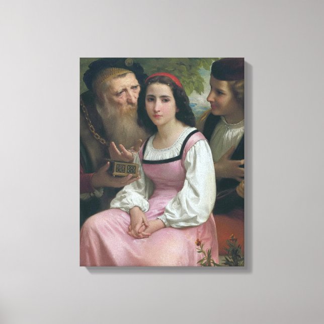 Zwischen Wohlstand und Liebe (von Bouguereau) Leinwanddruck (Vorderseite)