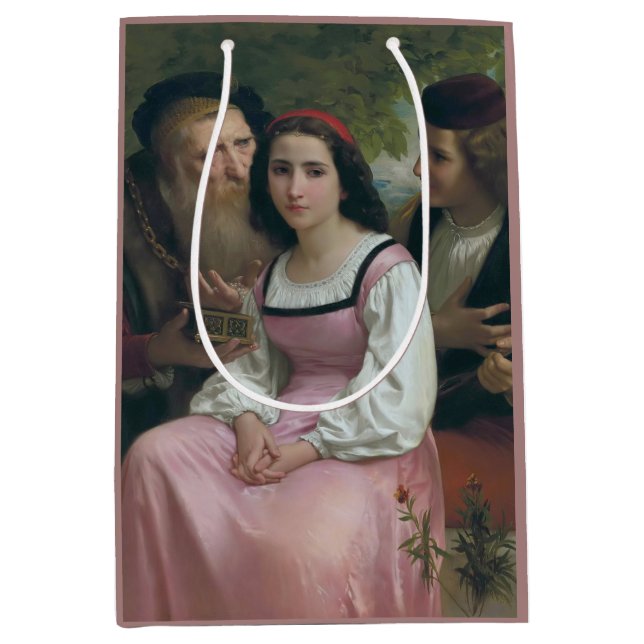 Zwischen Wohlstand und Liebe (von Bouguereau) Mittlere Geschenktüte (Vorderseite)