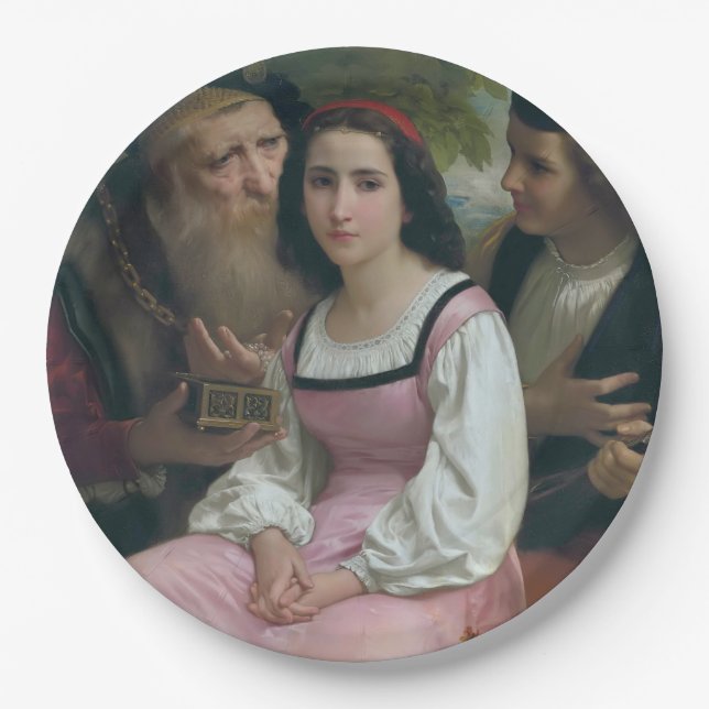 Zwischen Wohlstand und Liebe (von Bouguereau) Pappteller (Vorderseite)