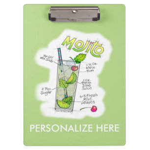 ZWISCHENABLAGE - MOJITO-REZEPT COCKTAIL-KUNST KLEMMBRETT