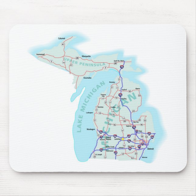 Zwischenstaatliche Karte Mousepad Michigans (Vorne)