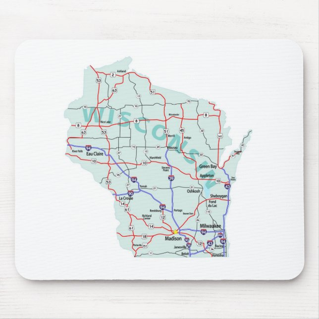Zwischenstaatliche Karte Mousepad Wisconsins (Vorne)