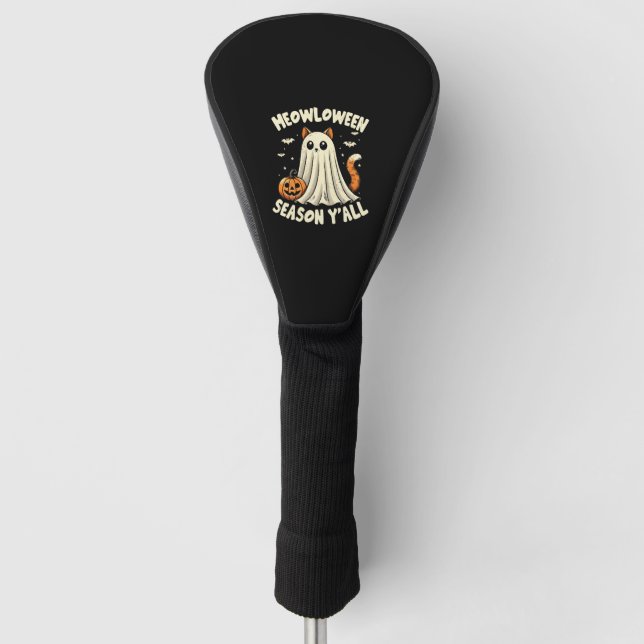 Zwischenzeit Jahreszeit Y'all Funny Retro Cat Ghos Golf Headcover (Vorderseite)