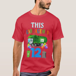 Zwölf 12 Jahre alter Geburtstag Müllwagen 12. Bir T-Shirt