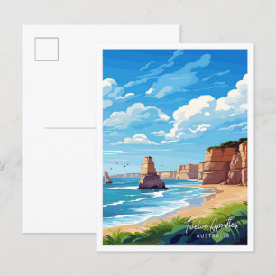 Zwölf Apostel Australien Kunst Reiseillustration Postkarte