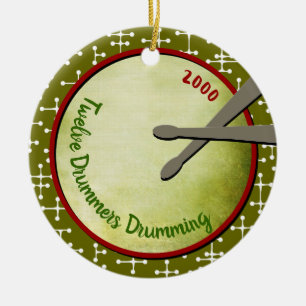 Zwölf Drummer Drumming - individuelles Jahr Keramik Ornament