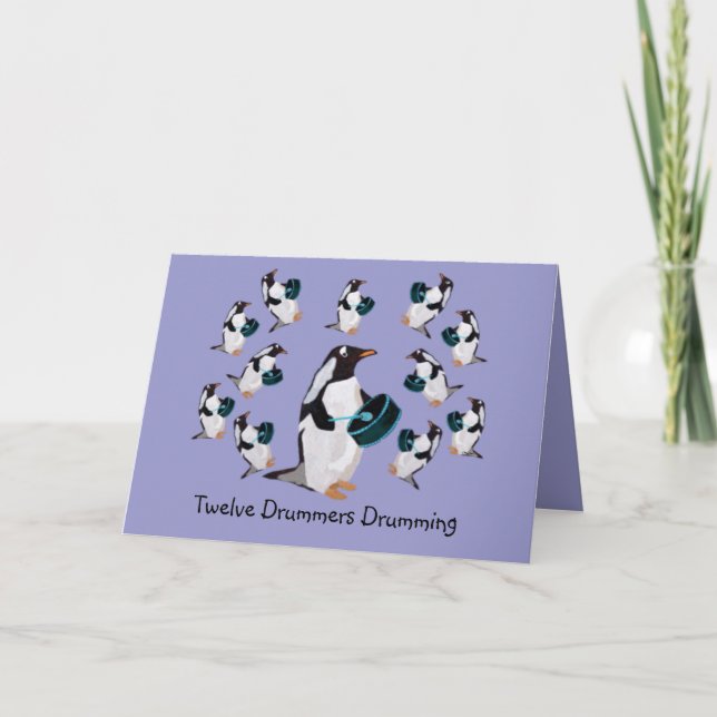 Zwölf Drummerkarte Feiertagskarte (Vorderseite)
