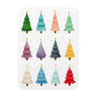 Zwölf festliche Weihnachtsbäume Magnet