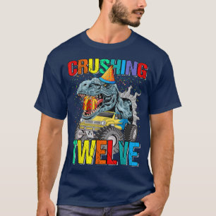 Zwölf Geburtstagsmonster zerkleinern Truck Dinosau T-Shirt