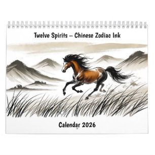 Zwölf Geister – Chinesischer Zodiak-Tuschekalender Kalender
