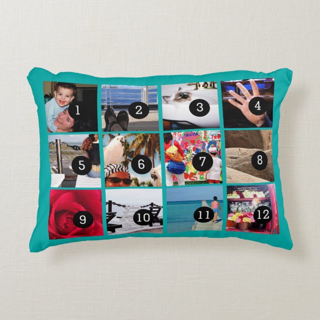Zwölf Ihrer Fotos machen Ihr eigenes Geschenk leic Zierkissen (Vorderseite)