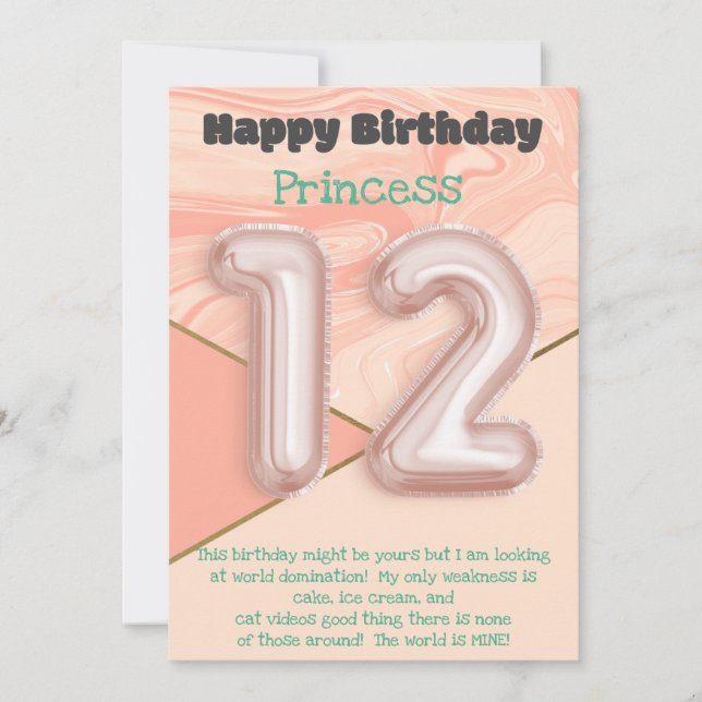Zwölf Jahre alte Mädchen Happy Birthday Card (Vorderseite)