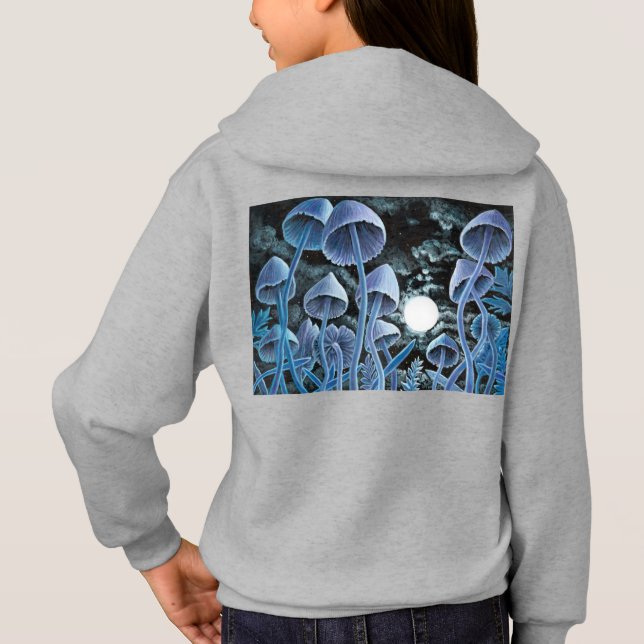 Zwölf magische Pilze auf Vollmond Hoodie (Rückseite)