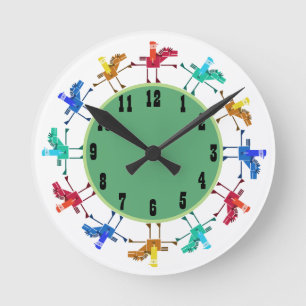 Zwölf Pferde und Reiter Kinder Runde Wanduhr