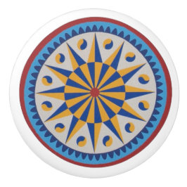 Zwölf Punkte Star Pennsylvania Dutch Hex Sign Knob Keramikknauf