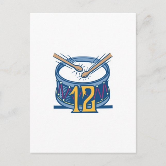 Zwölf Schlagzeuger-Trommeln Feiertagspostkarte (Vorderseite)