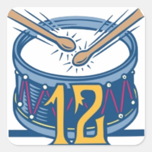 Zwölf Schlagzeuger-Trommeln Quadratischer Aufkleber