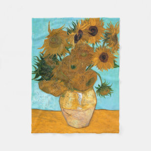 Zwölf Sonnenblumen in einer Vase (Stillleben) Fleecedecke