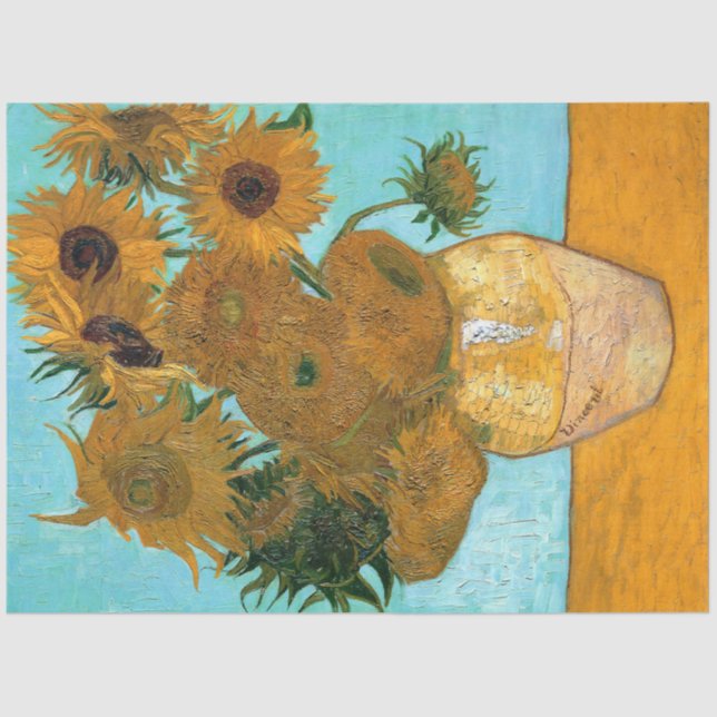 Zwölf Sonnenblumen in einer Vase (Stillleben Maler Seidenpapier (Vorderseite)