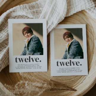 Zwölf Square Foto Erster Geburtstag Einladung