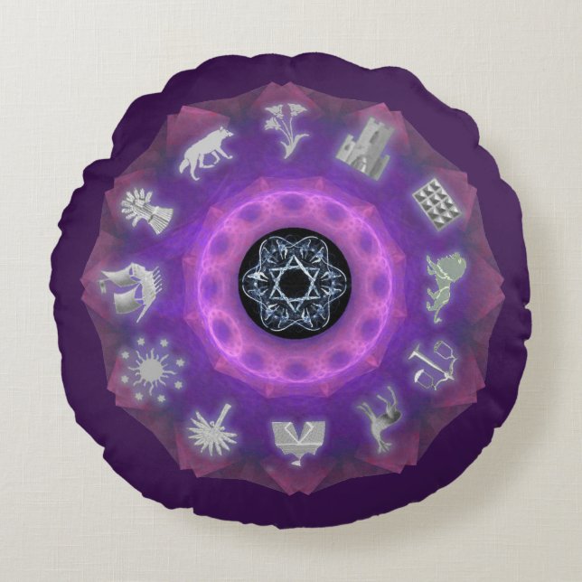 Zwölf Stämme Rundes Kissen (Vorderseite)