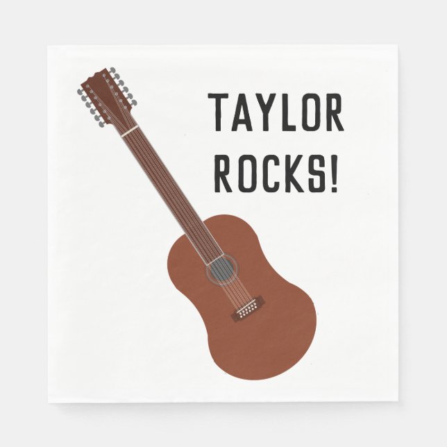 Zwölf String Gitarre Personalisiert Party Napkins Serviette (Vorderseite)