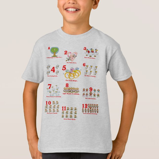 Zwölf Tage Weihnachten Sing-a-long Kids Tshirt (Vorderseite)