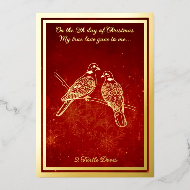 Zwölf Tage Weihnachten, Turteltauben Folien Feiertagskarte (Vorderseite)