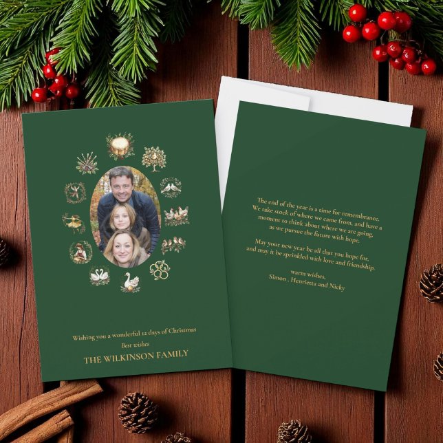 Zwölf Tage Weihnachts Foto Grün Grußkarte Einladung (Von Creator hochgeladen)